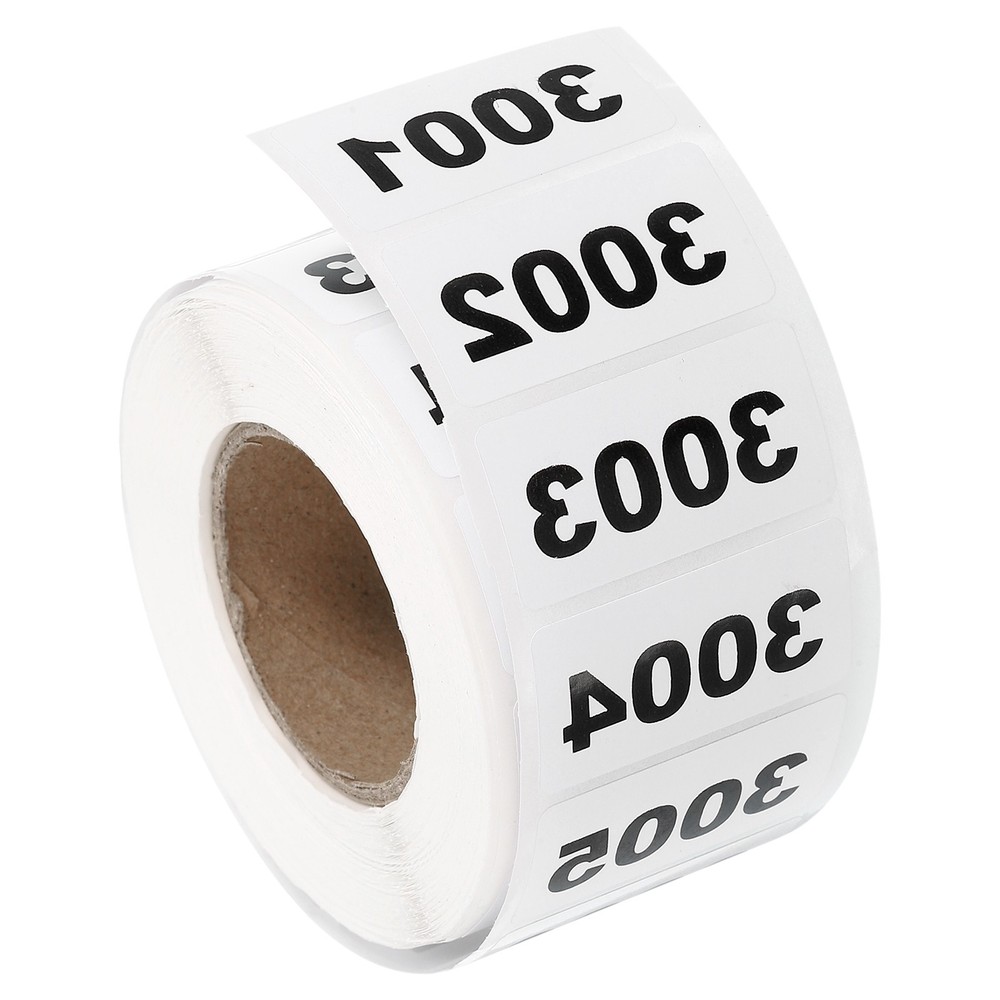 1Roll Inventory Number Sticker 1.6×0.8″ 3001-4000 Consecutive Number Sticker
