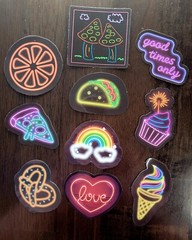 STICKERS x 10 Neon Good Times Cupcake Ice Cream Pizza Pretzels Orange NEO2