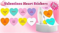 1000PCS/2 Rolls Bulk Lot Conversation Hearts 1” Sticker Rolls Valentines Holiday