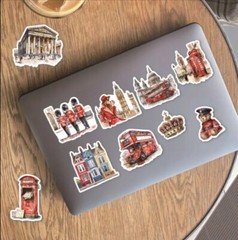15pcs P.E.T Clear Backed London England, Great Britain Stickers- Scrapbook, DIY