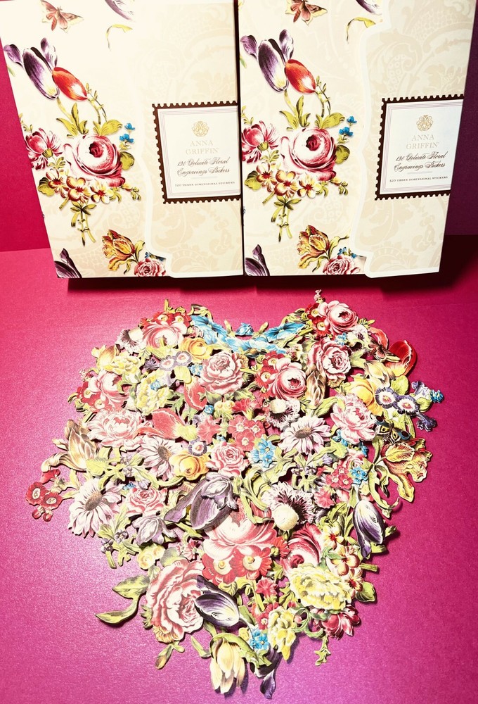 Anna Griffin Delicate Floral Engravings 30 3D Stickers +5 Recollection Tag/Minis