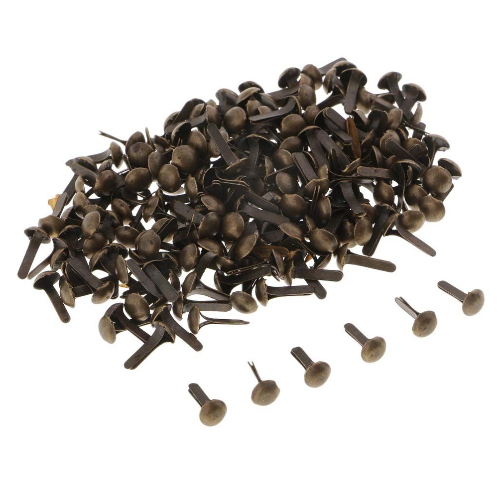 200 PCS Mini Round Fasteners Metal Brads Paper Craft Scrapbooking Decor Bronze