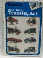 Lot of 3 1978 Dennison Deco-Rubs Transfer Art Stickers Cars Transportation NEW