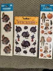 Lot Of Fall Thanksgiving Turkey Leaves Pumpkins Corn Scarecrow ￼Stickers