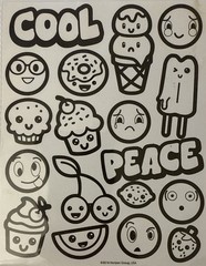 READY TO COLOR Stickers(18pc) Food•Cherries•Ice Cream•Faces •Cupcake•Card Making