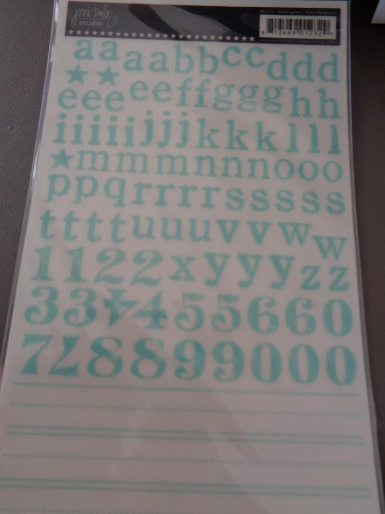 Jenni Bowlin Studio Kindergarten Alphabet Turquoise Rub-Ons Scrapbooking Crafts