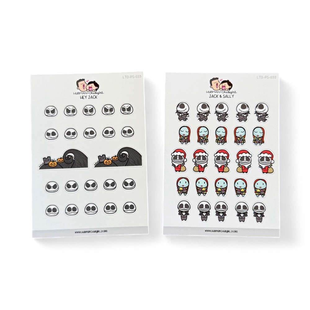 Hubman & Chubgirl Jack Skellington Jack & Sally Planner Sticker Sheets