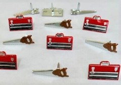 TOOL BOX and SAW BRADS Construction Handyman Scrapbooking Card Making Stamping