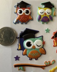 PUFFY GRADUATION OWL Stickers(23pc)Walmart•School •Diploma•Stars•Card Making•