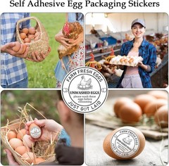 2Inch Eggs Stickers 500Pcs Farm Fresh Egg Stickers,Unwashed Eggs Labels Perfe…
