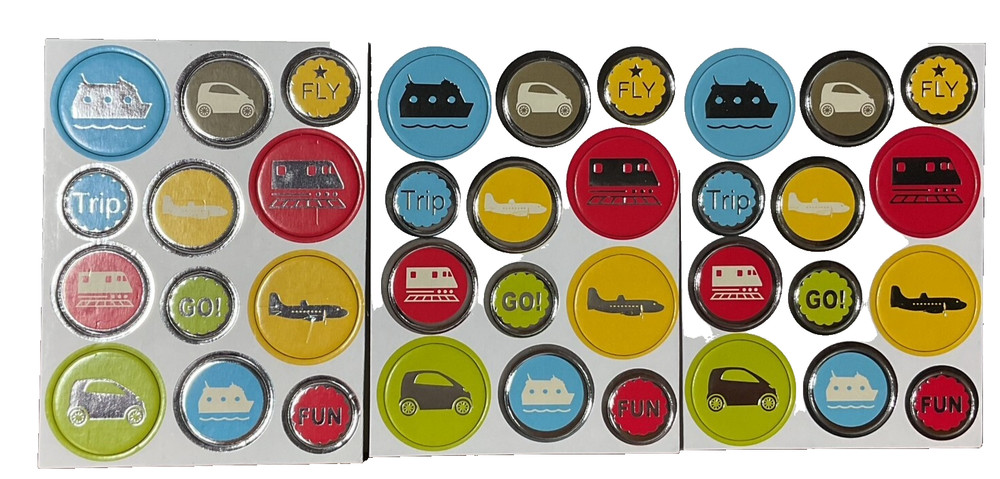 Travel Airplane, Train, Car Chipboard Scrapbook Sticker Embellishment