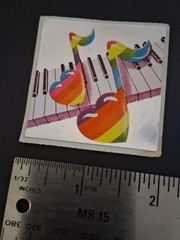 Vintage Stickers Lisa Frank Rainbow Hearts Music Notes Foil Sticker Mod 80s FLAW