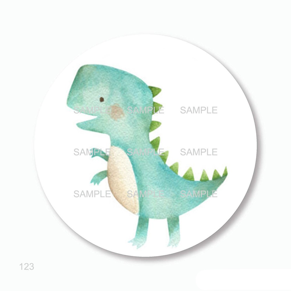 30 Watercolor T-Rex Dinosaur Stickers 1.5″ Round Envelope Seals Labels