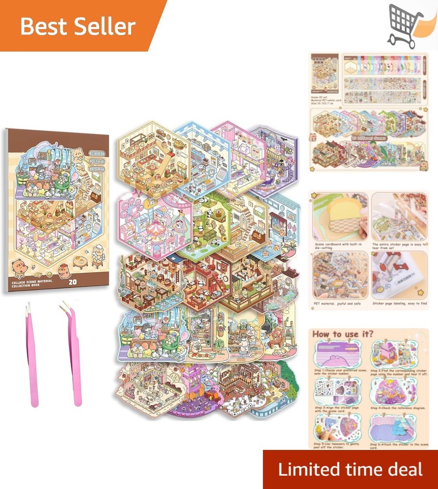 3D House Stickers Kit Reusable Craft Scene Therapy Kids Adults Non-Toxic