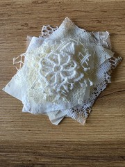 Fabric White Neutral Lace Trim Doily Slow Stitch Junk Journal 20pcs Hand cut