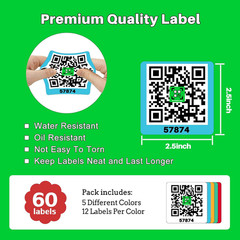 60 Pcs Color Coded QR Code Labels for Storage Bins,Moving and Organization | Pa