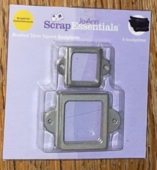 JoAnn Scrap Essentials Brushed Silver Square Bookplates Frames Scrapbook Crafts