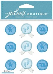 Jolees Sweet Baby Boy Seals Footprints Buggy Elephant Ribbons Scrapbook Stickers