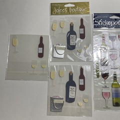 New Stickopotamus Jolee’s Wine Glasses Red White Champagne Bottle Theme Stickers