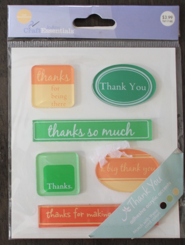 JoAnn Craft Acrylic Stickers Thanks Thank you so much 6 pieces