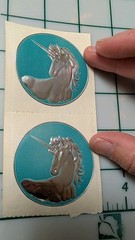 Vintage Stickers Unicorns Embossed Lot Of Two