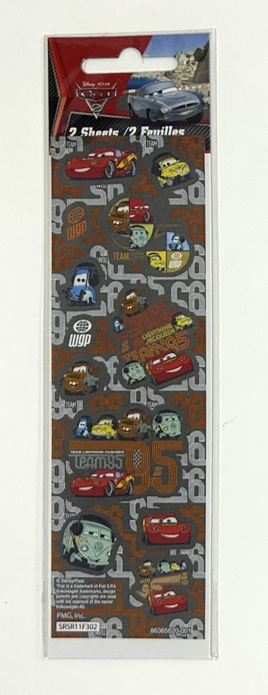 Disney Pixar CARS 2 New Pack Paper Magic Stickers! 2 Sheets 2011