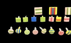 Lot Of 41 Square & Round Patterned Brads Bright Colors Embellishments Scrapbook