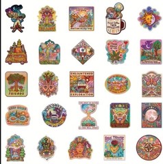 10pcs Spiritual Adventure Travel Stickers- Scrapbook, Crafts, Hippy Moon Child
