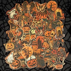 Halloween Stickers in a Vintage Sepia Horror Occult Style – Set of 10 Stickers
