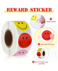 500pcs Roll Cute Face Reward Stickers, Self-Adhesive, Gift & Decoration