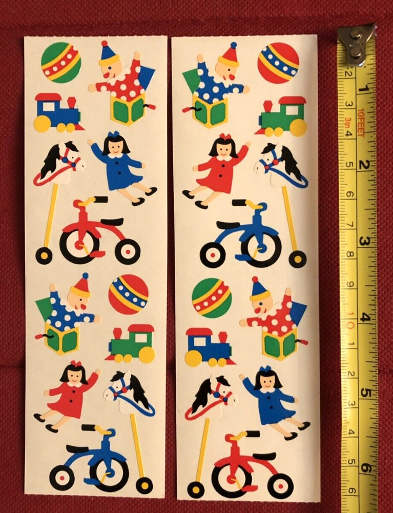 Mrs Grossman’s TOYS Sticker Strips LOT of 2 Children Kids Christmas Birthday