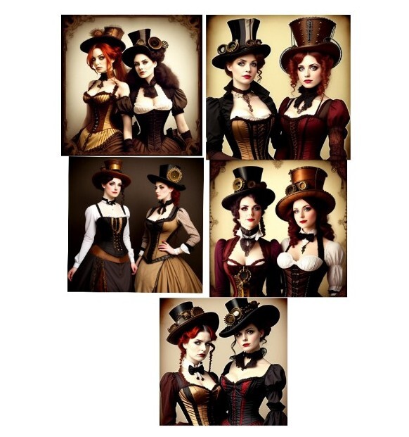 5 Victorian Steampunk Ladies Tags Junk Journal Scrapbooking USA