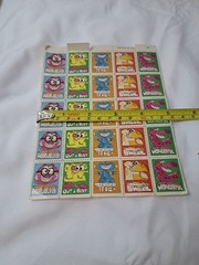 Vintage Retro 90s Lick N Stick Stamp Stickers Full Sheet Rewards Funny Monsters