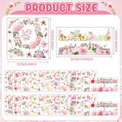 24 Sheets Rub on Transfers Flower Decor Stickers for Furniture Plant Scrapbook S