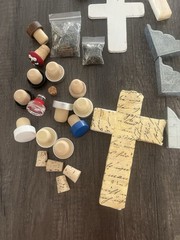 Junk Journal Scrapbook Embellishment Lot Crosses Metal Corners Corks DIY 100pc