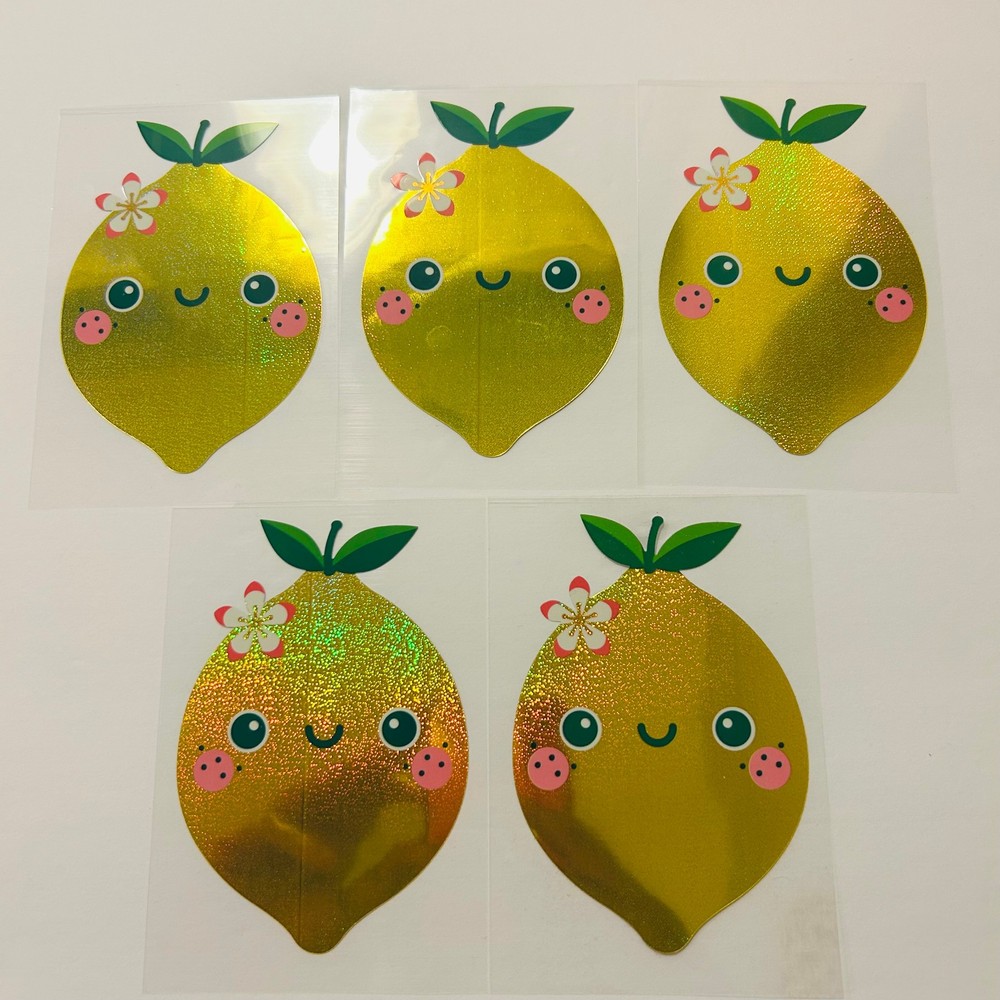 RETRO Y2K Cup Drink Mug Decal Stickers Foil Cut LEMONS 5 pack NEW