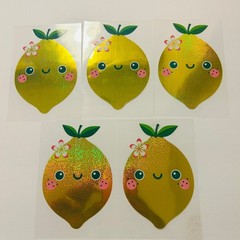 RETRO Y2K Cup Drink Mug Decal Stickers Foil Cut LEMONS 5 pack NEW