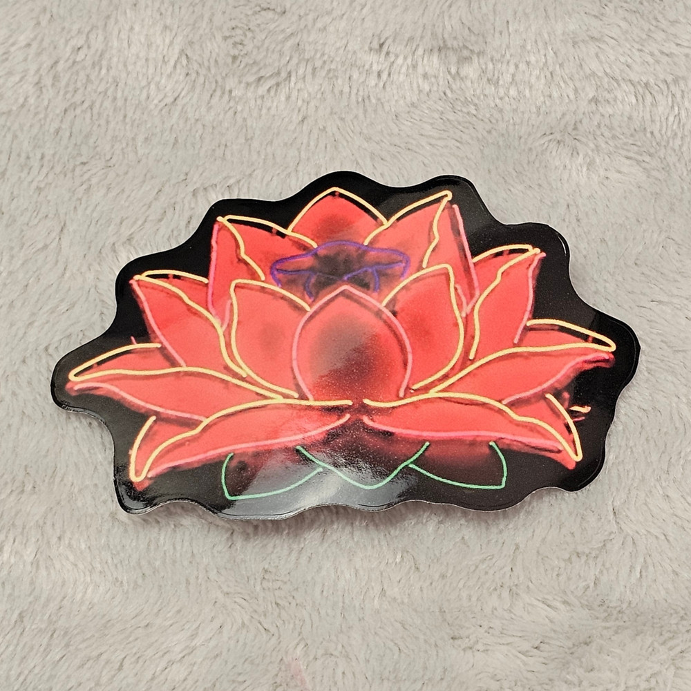 Neon Lotus Flower Sticker Red Gold Black Spiritual Yoga Meditation Zen Decal