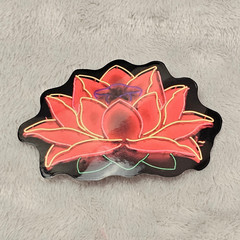 Neon Lotus Flower Sticker Red Gold Black Spiritual Yoga Meditation Zen Decal