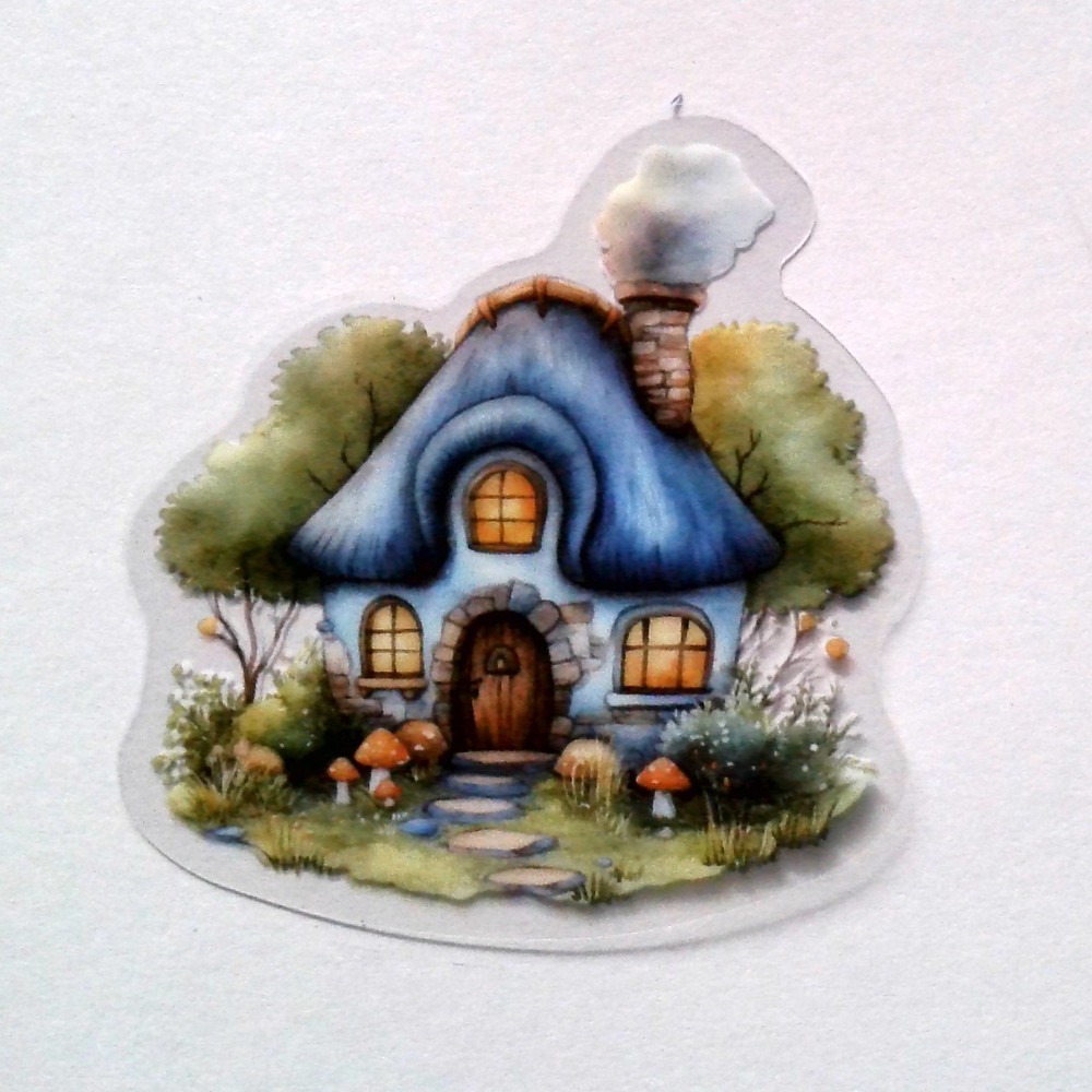 Mushroom Fairy Tale House Clear Vinyl Decal Sticker Water Resistant Laptop Gift