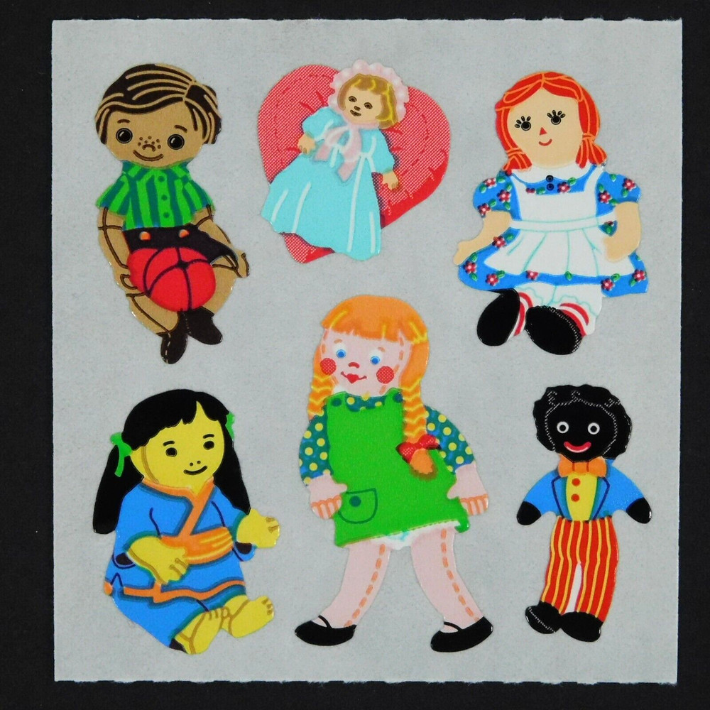 Sandylion Rag Dolls Kromekote Mini Stickers Boy Girl Asian Raggedy