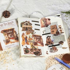 558pcs Coffee Journal Stickers, Ephemera for Junk Journaling Supplies, 50 Sheets
