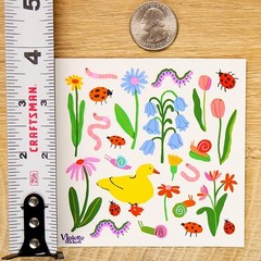Violette Stickers – Springtime Garden – 1 Insect, Bug, & Flowers Sticker Sheet