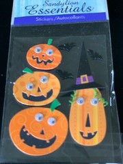 SANDYLION ESSENTIALS STICKERS HALLOWEEN PUMPKINS GOOGLE EYES BATS 7PCS