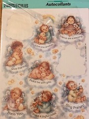 Vintage Hallmark Mary Hamilton Baby Angel Stickers Glitter-trumpeter Angel