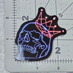 Neon Skull Crown Glossy Vinyl Sticker Decal Gothic Punk Rock Black Red Blue