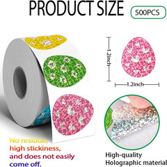 500 Pcs 1.2In Easter Egg Stickers – Waterproof Self-Adhesive Decor 8 Colors