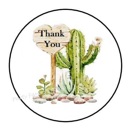 30 THANK YOU CACTUS SIGN ENVELOPE SEALS LABELS STICKERS PARTY FAVORS 1.5″ ROUND