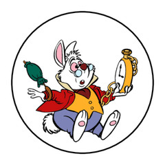 30 WHITE RABBIT STICKERS ENVELOPE SEALS LABELS 1.5″ ALICE IN WONDERLAND CUSTOM