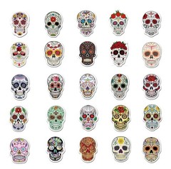 50Pc Sugar Skull Stickers Dia De Los Muertos Day of The Dead Mexican Vinyl Decal
